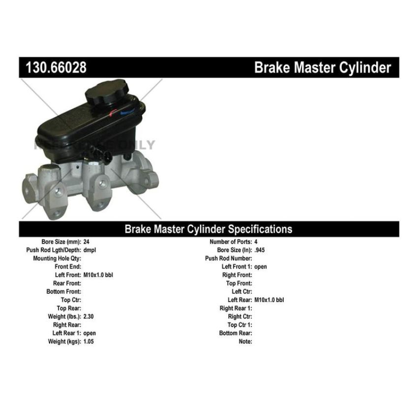 CENTRIC PARTS 130.66028 Centric Premium Brake Master Cylinder