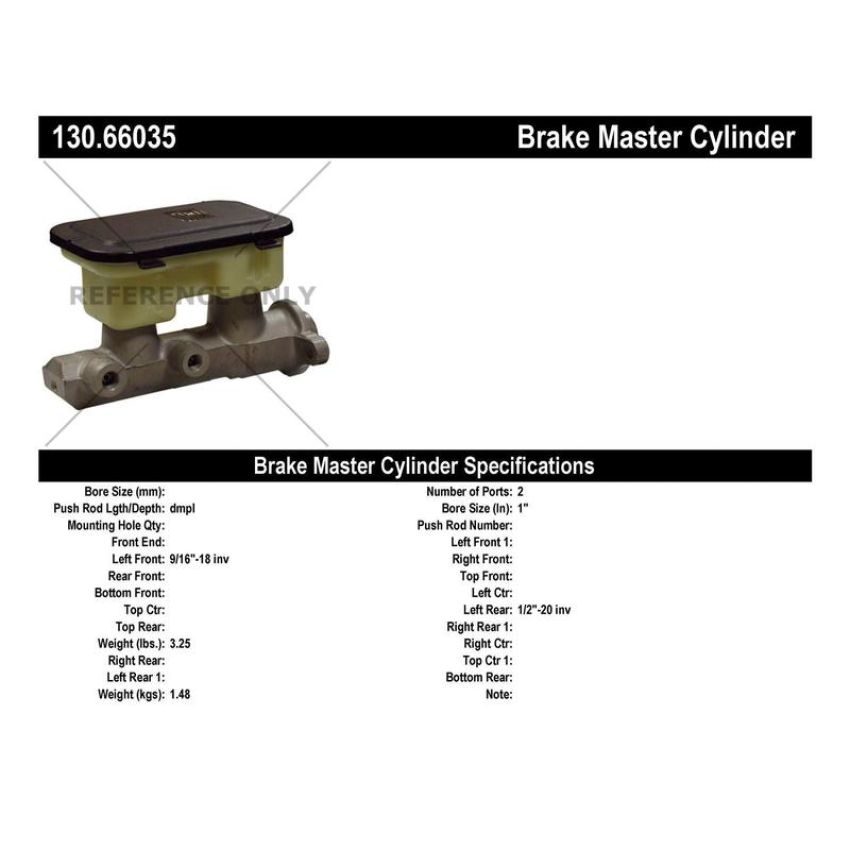 CENTRIC PARTS 130.66035 Centric Premium Brake Master Cylinder