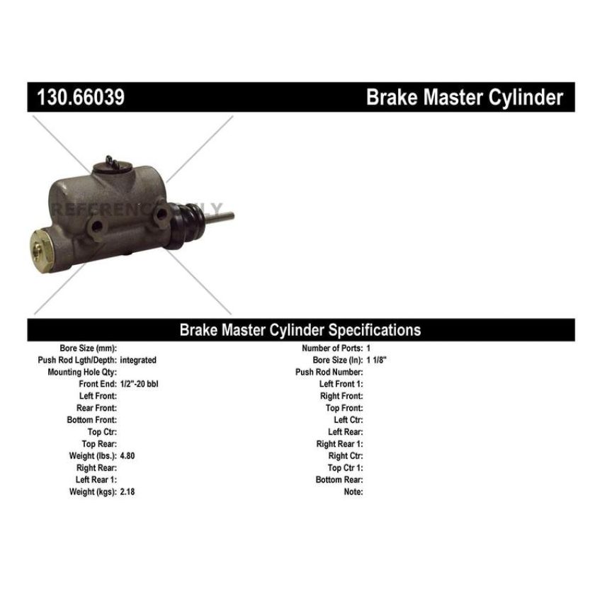 CENTRIC PARTS 130.66039 Centric Premium Brake Master Cylinder