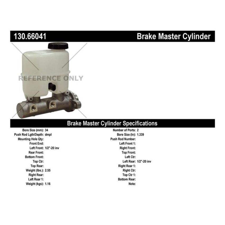 CENTRIC PARTS 130.66041 Centric Premium Brake Master Cylinder