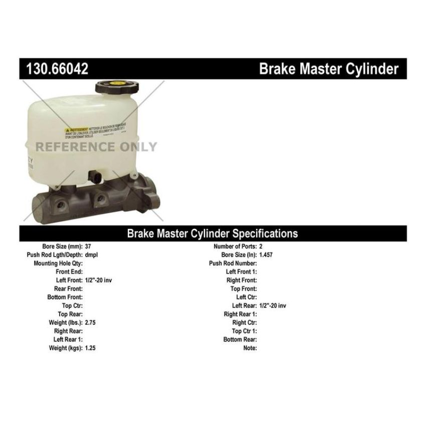 CENTRIC PARTS 130.66042 Centric Premium Brake Master Cylinder