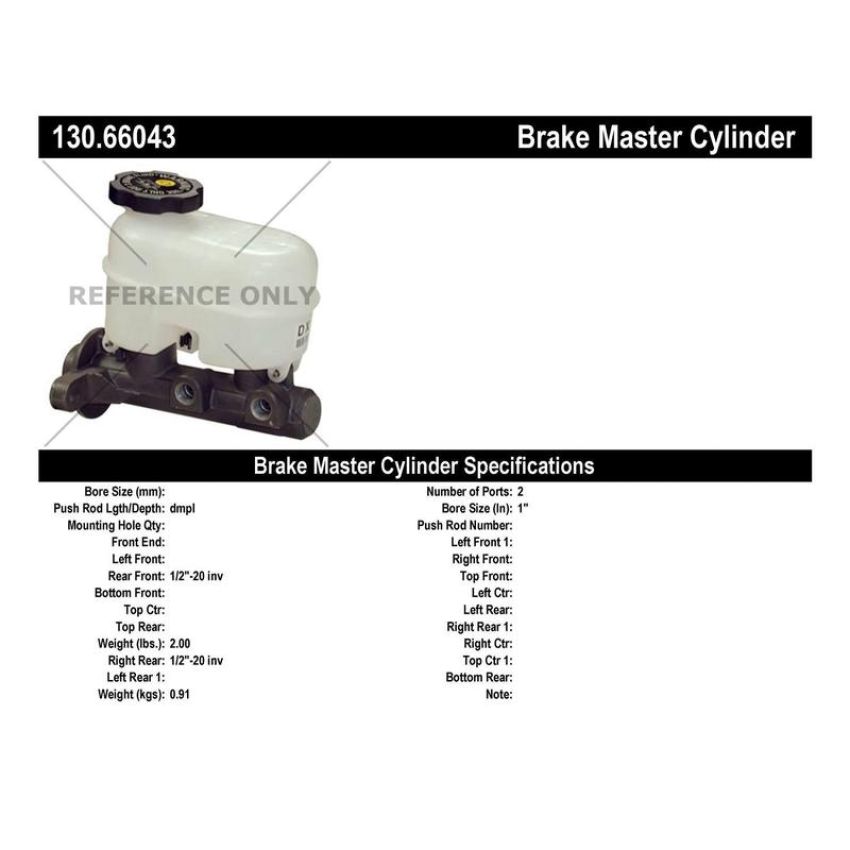 CENTRIC PARTS 130.66043 Centric Premium Brake Master Cylinder