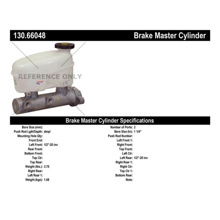 CENTRIC PARTS 130.66048 Centric Premium Brake Master Cylinder