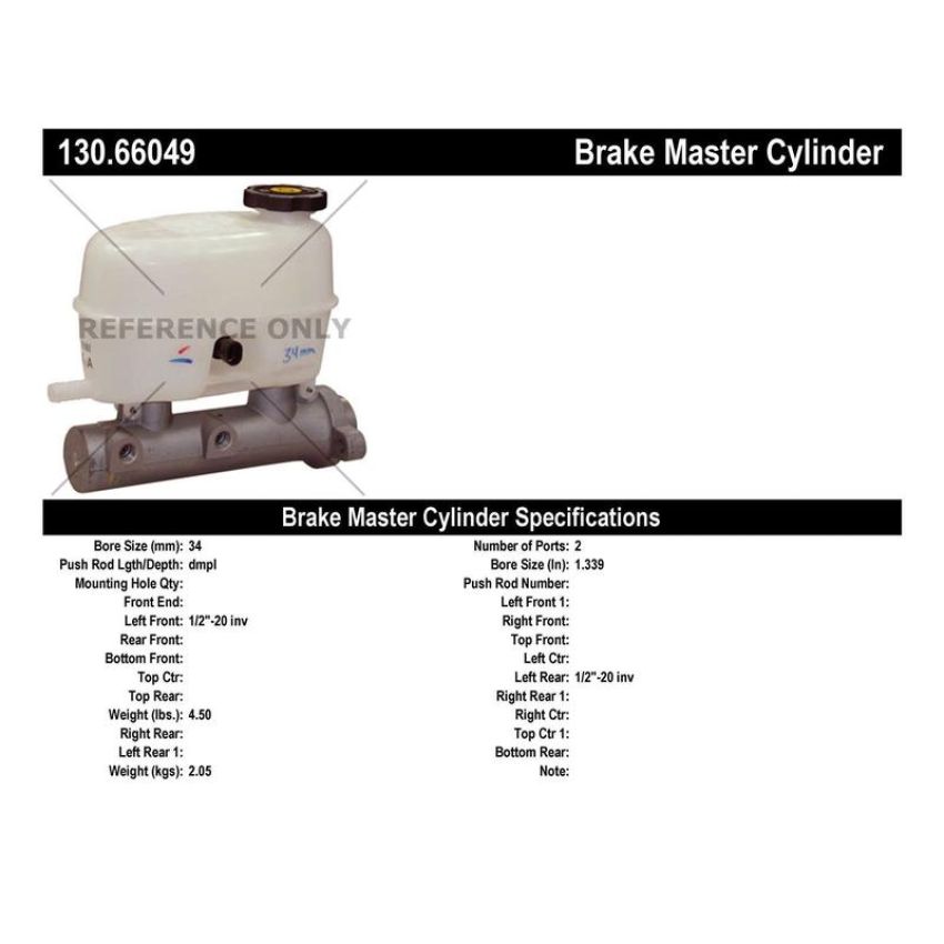 CENTRIC PARTS 130.66049 Centric Premium Brake Master Cylinder