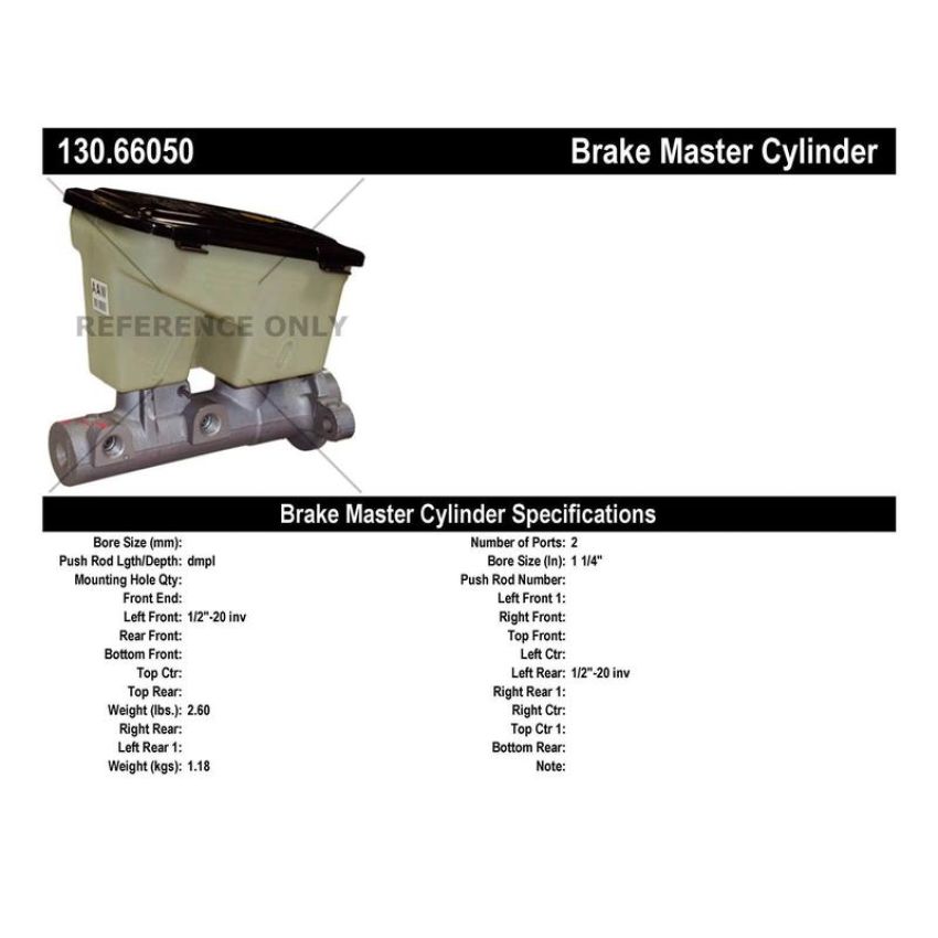 CENTRIC PARTS 130.66050 Centric Premium Brake Master Cylinder
