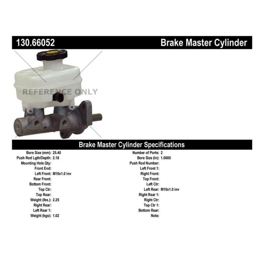 CENTRIC PARTS 130.66052 Centric Premium Brake Master Cylinder