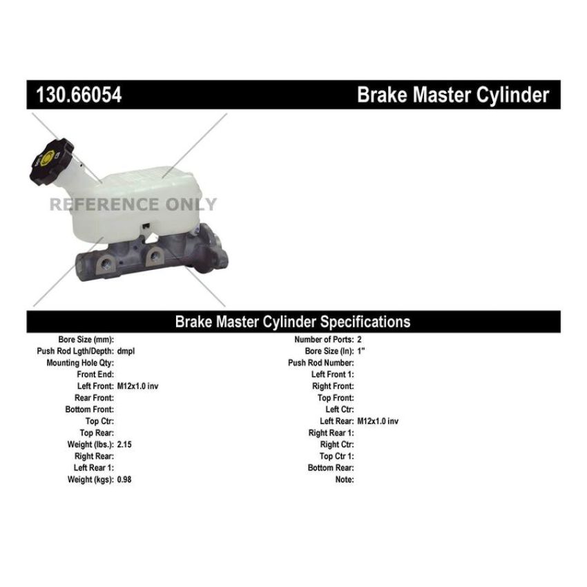 CENTRIC PARTS 130.66054 Centric Premium Brake Master Cylinder