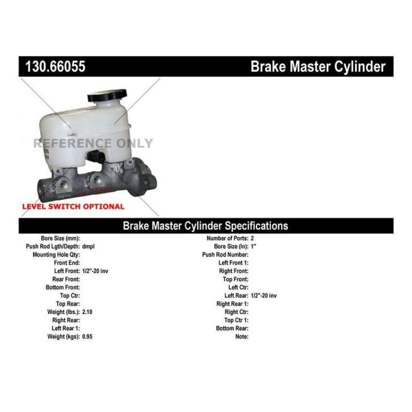 CENTRIC PARTS 130.66055 Centric Premium Brake Master Cylinder