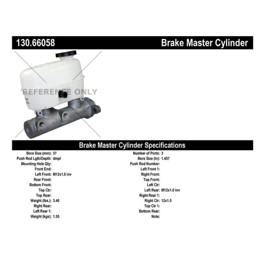 CENTRIC PARTS 130.66058 Centric Premium Brake Master Cylinder