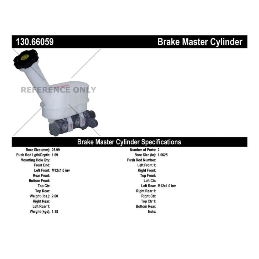 CENTRIC PARTS 130.66059 Centric Premium Brake Master Cylinder