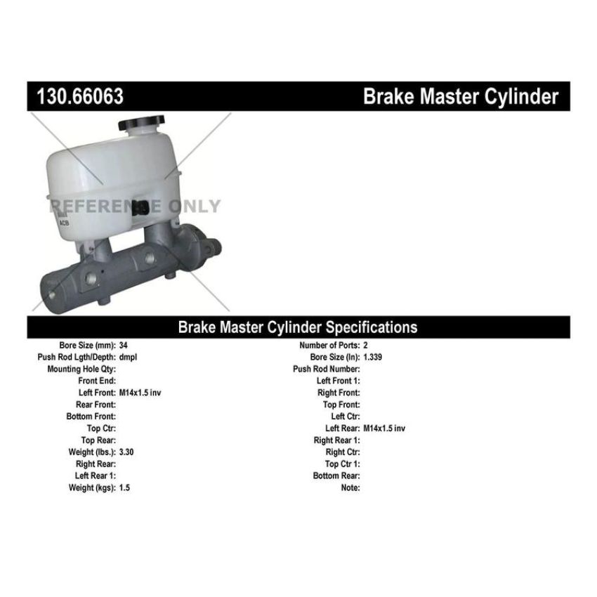 CENTRIC PARTS 130.66063 Centric Premium Brake Master Cylinder