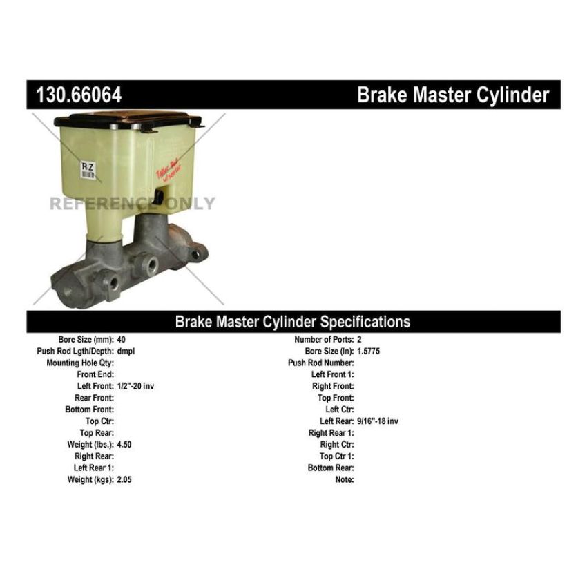 CENTRIC PARTS 130.66064 Centric Premium Brake Master Cylinder