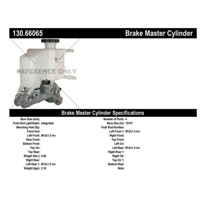 CENTRIC PARTS 130.66065 Centric Premium Brake Master Cylinder