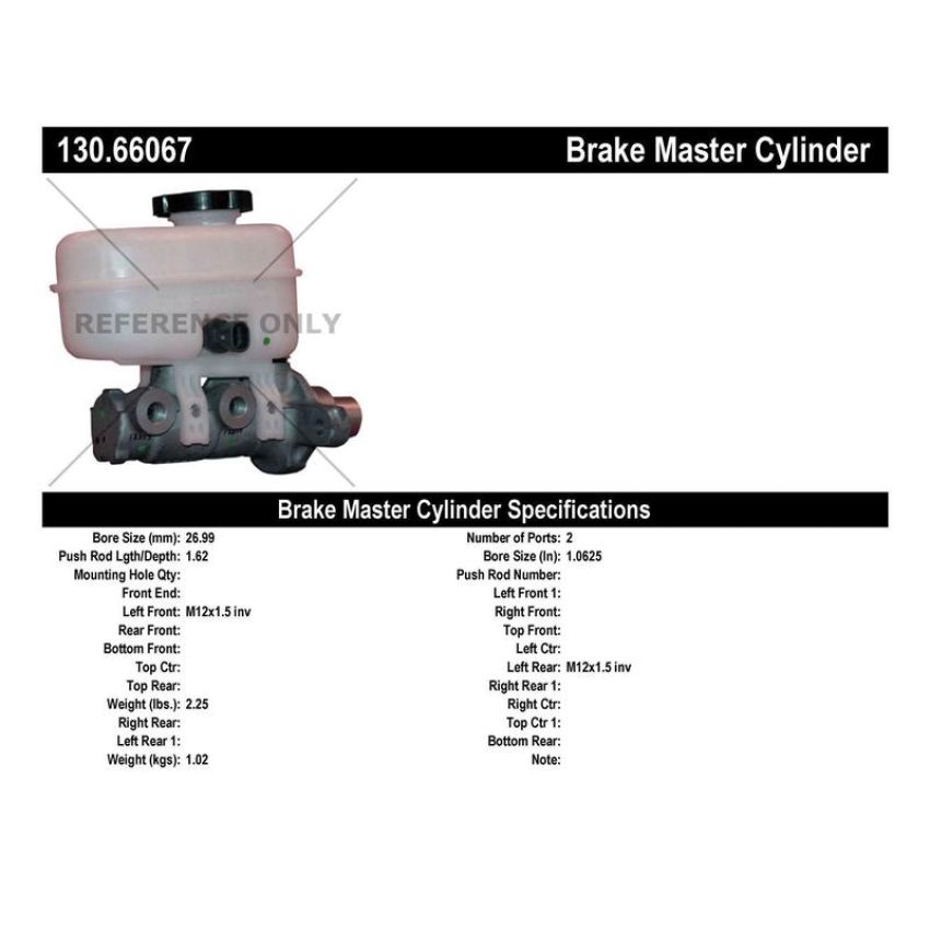 CENTRIC PARTS 130.66067 Centric Premium Brake Master Cylinder