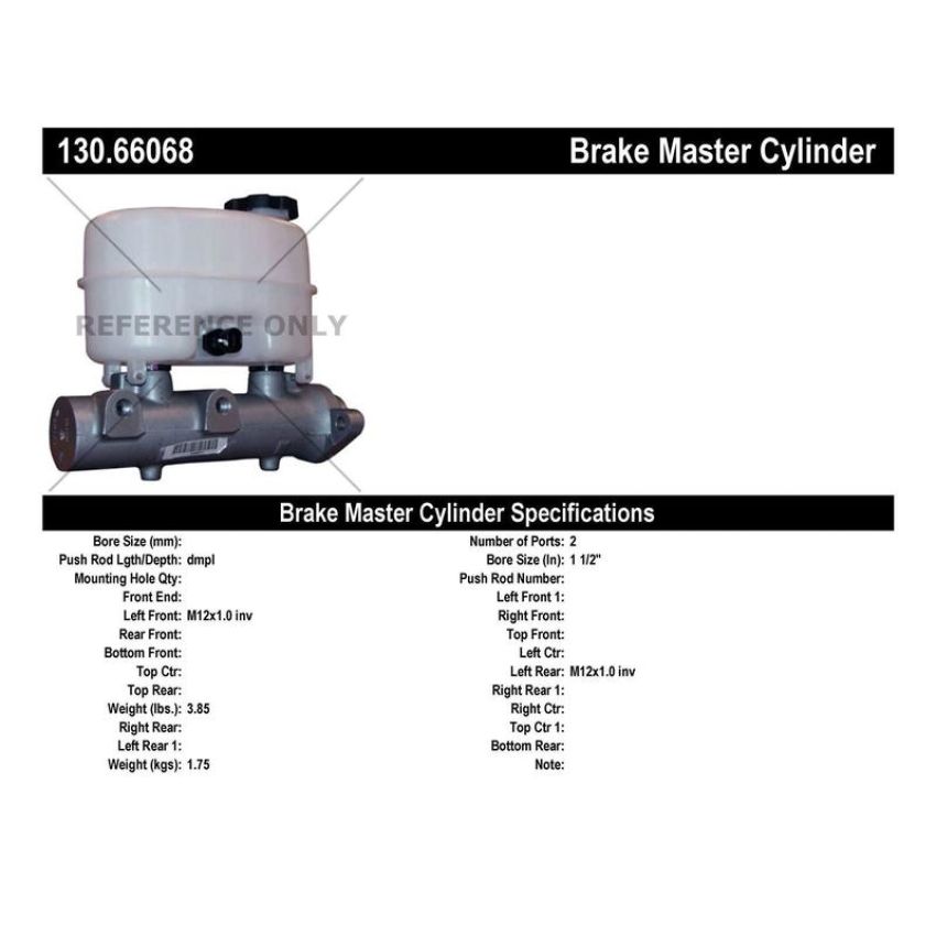 CENTRIC PARTS 130.66068 Centric Premium Brake Master Cylinder