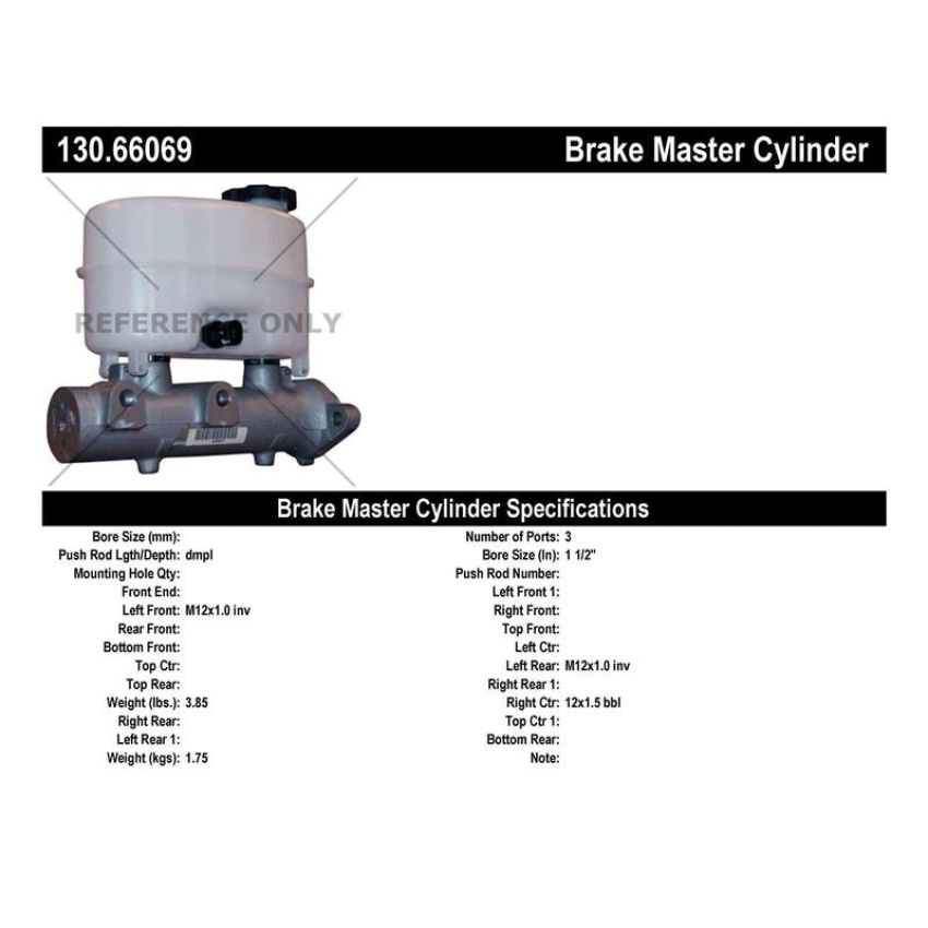 CENTRIC PARTS 130.66069 Centric Premium Brake Master Cylinder