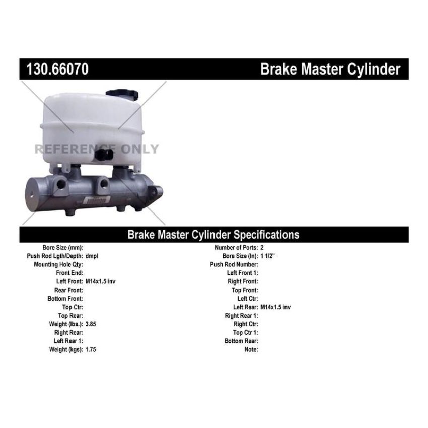 CENTRIC PARTS 130.66070 Centric Premium Brake Master Cylinder