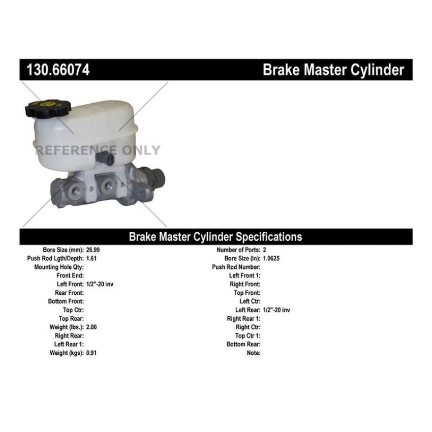 CENTRIC PARTS 130.66074 Centric Premium Brake Master Cylinder
