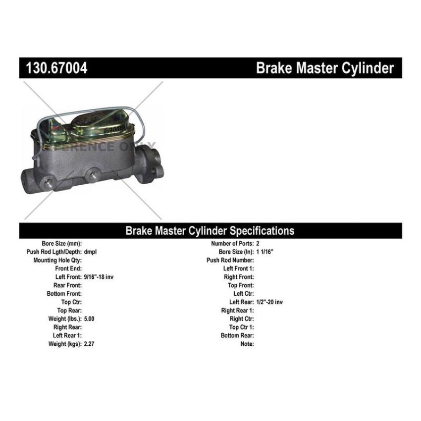 CENTRIC PARTS 130.67004 Centric Premium Brake Master Cylinder