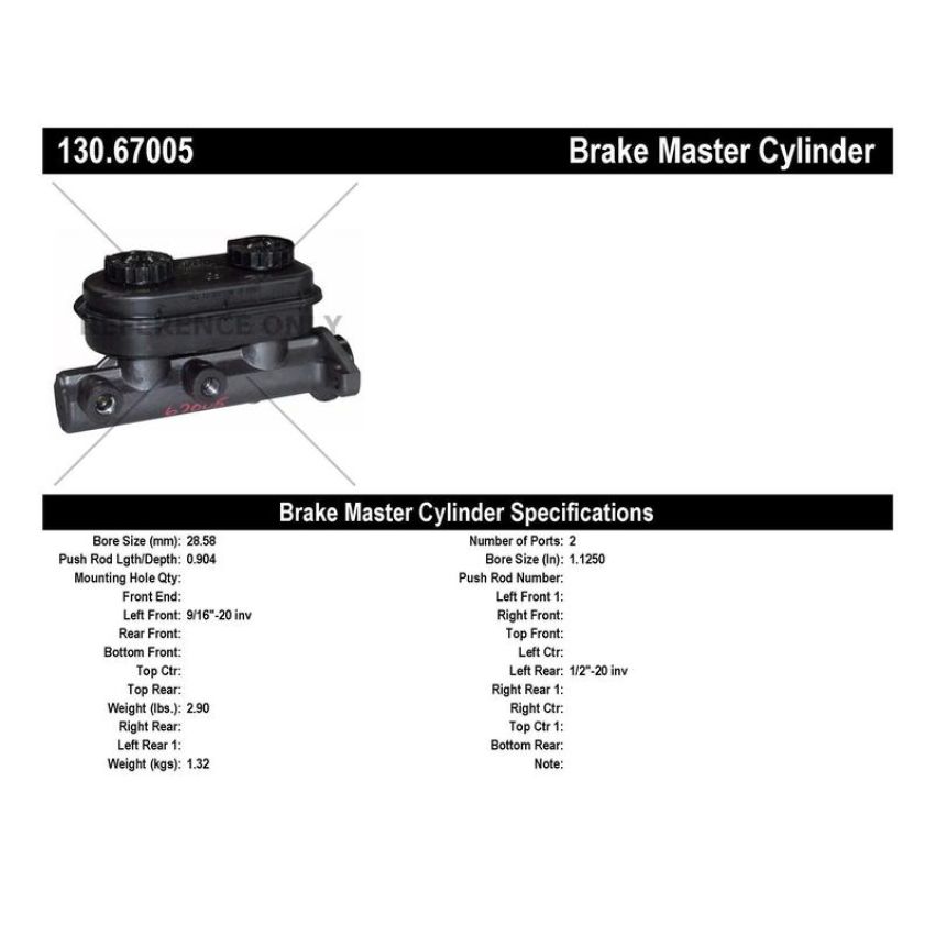 CENTRIC PARTS 130.67005 Centric Premium Brake Master Cylinder