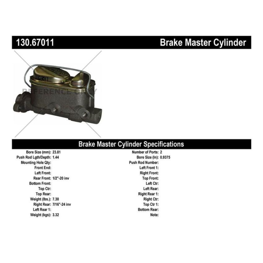 CENTRIC PARTS 130.67011 Centric Premium Brake Master Cylinder