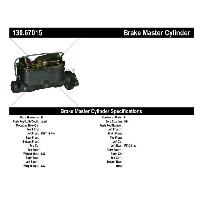 CENTRIC PARTS 130.67015 Centric Premium Brake Master Cylinder