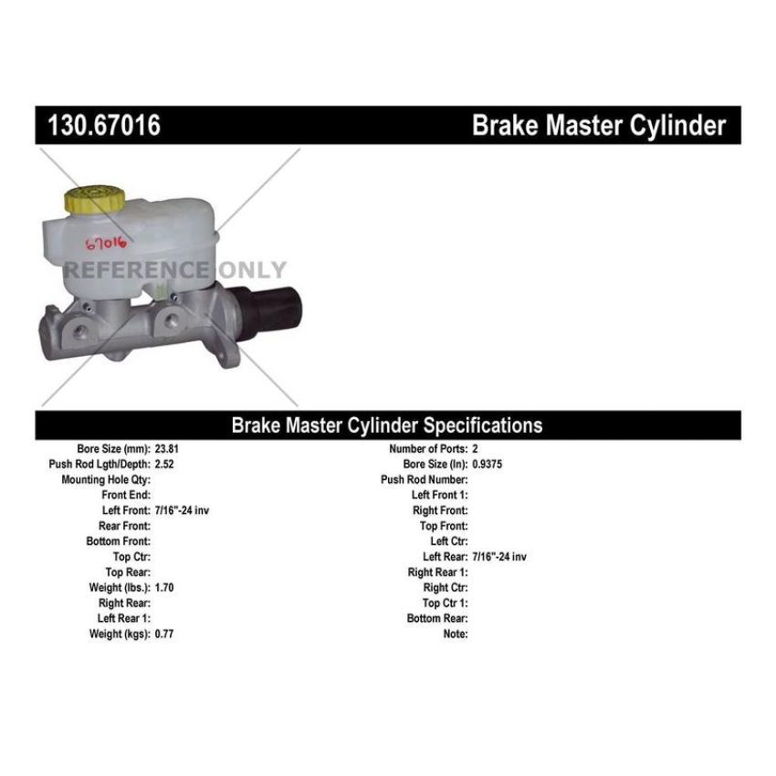 CENTRIC PARTS 130.67016 Centric Premium Brake Master Cylinder