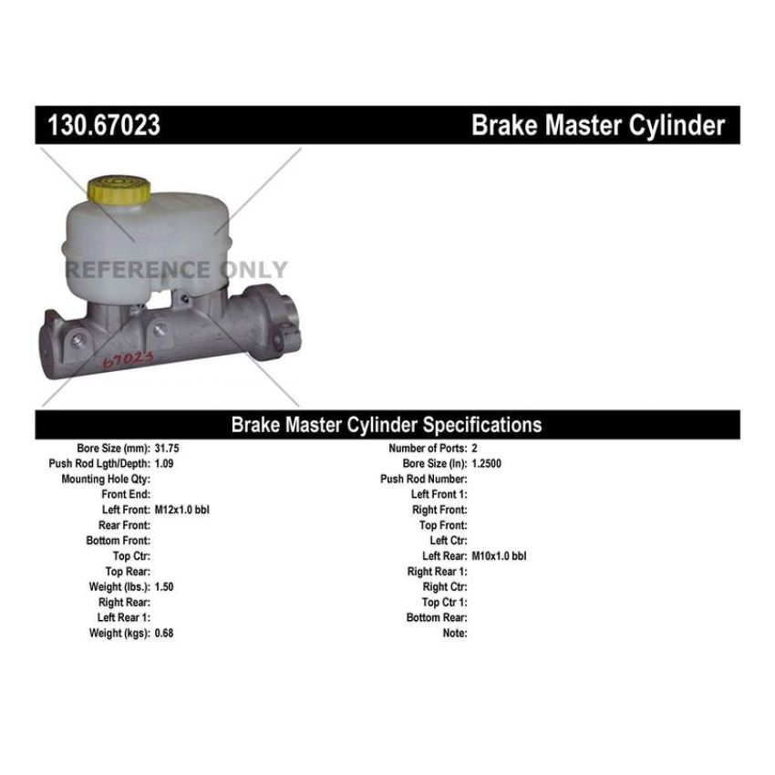 CENTRIC PARTS 130.67023 Centric Premium Brake Master Cylinder