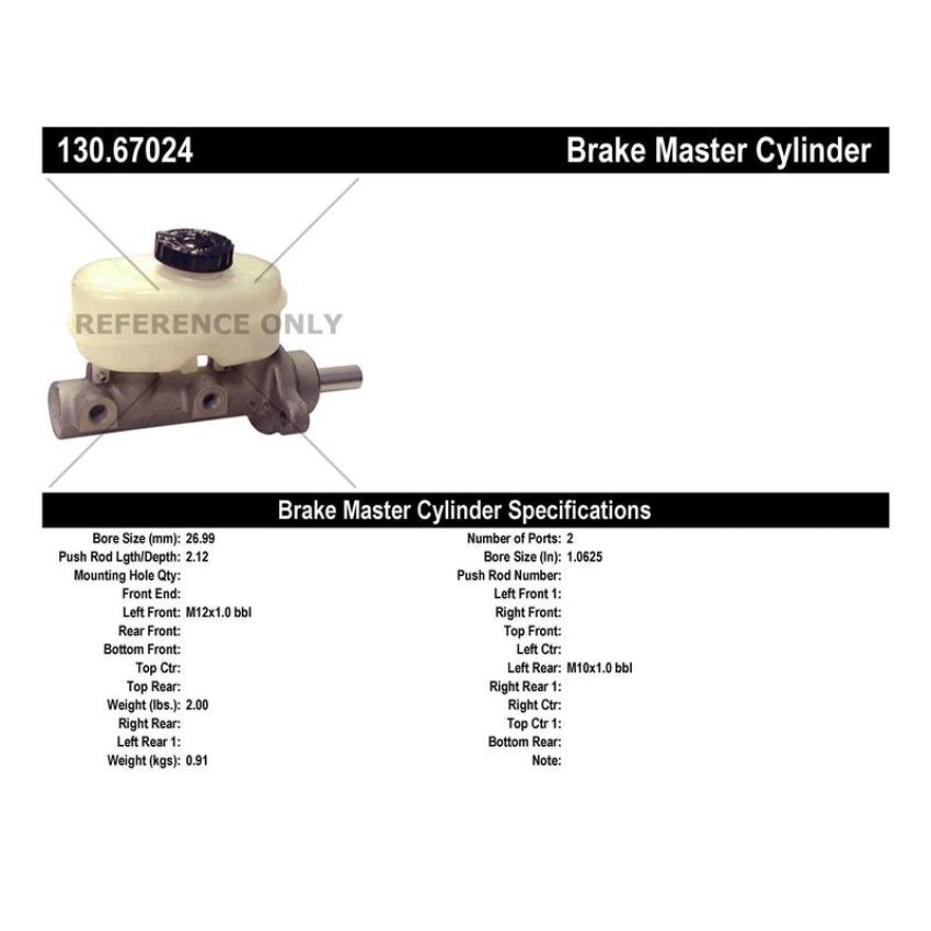CENTRIC PARTS 130.67024 Centric Premium Brake Master Cylinder