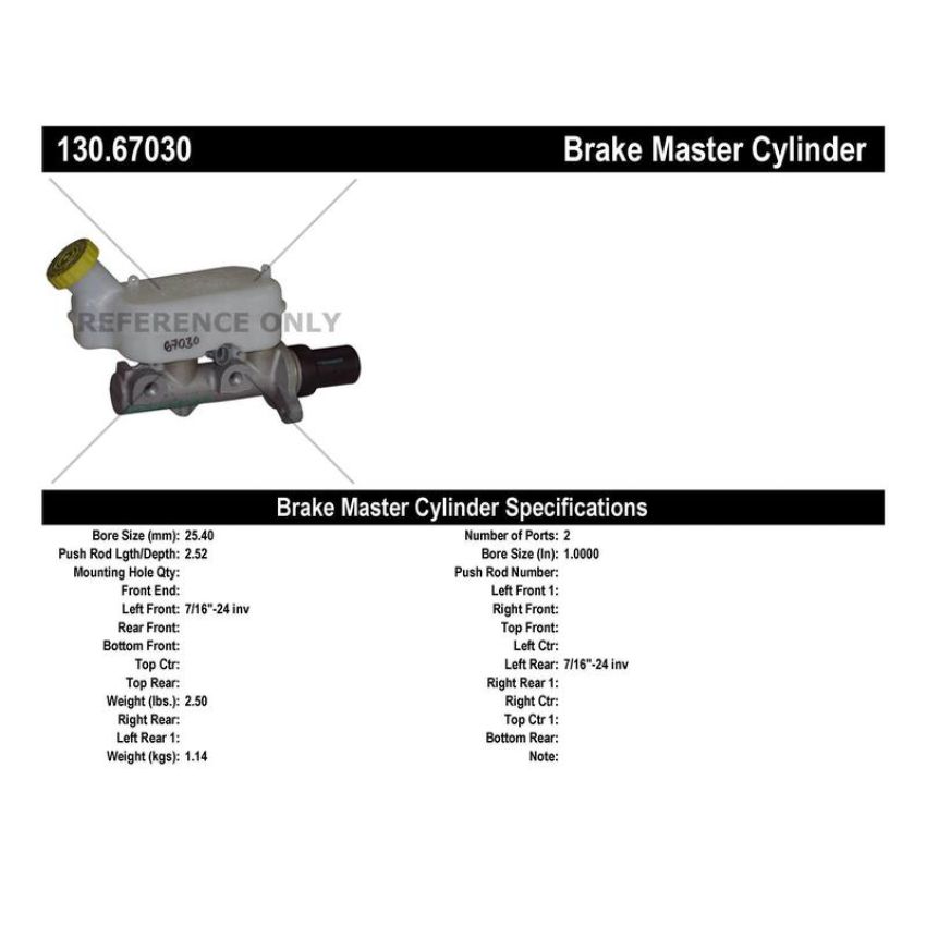 CENTRIC PARTS 130.67030 Centric Premium Brake Master Cylinder