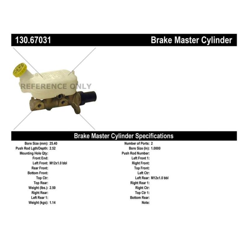 CENTRIC PARTS 130.67031 Centric Premium Brake Master Cylinder