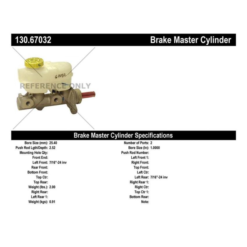 CENTRIC PARTS 130.67032 Centric Premium Brake Master Cylinder