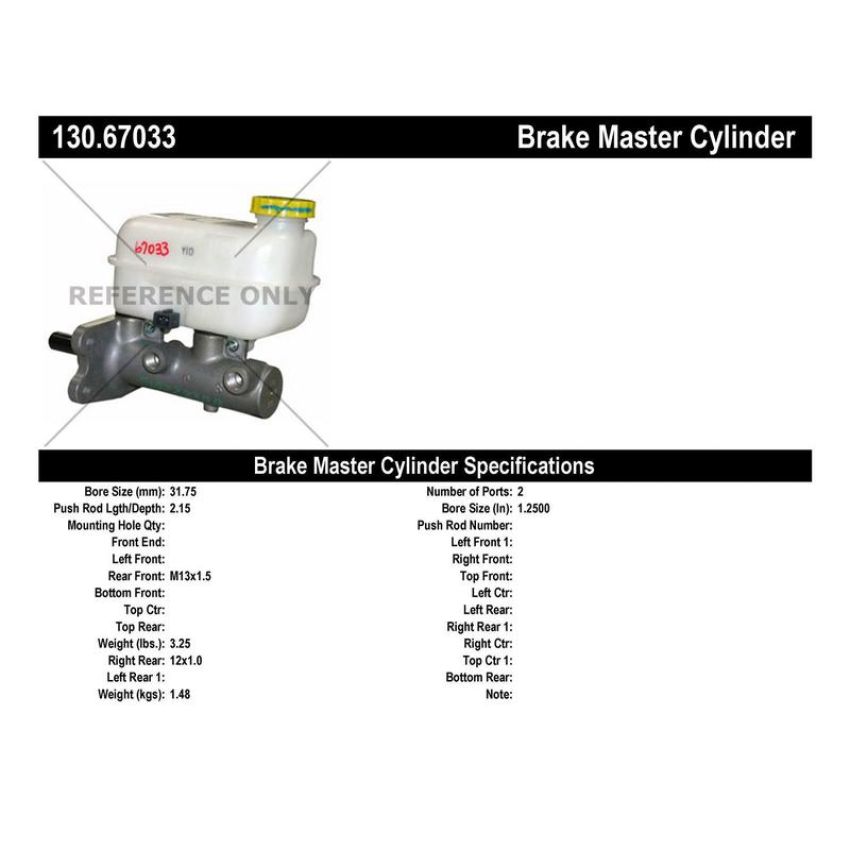 CENTRIC PARTS 130.67033 Centric Premium Brake Master Cylinder
