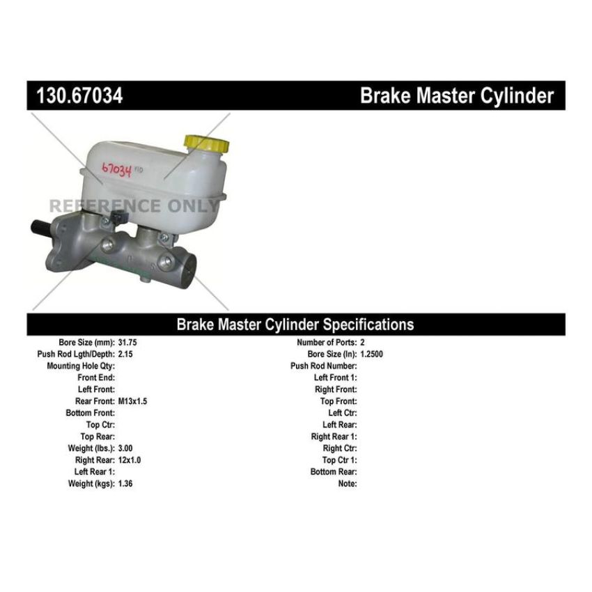 CENTRIC PARTS 130.67034 Centric Premium Brake Master Cylinder