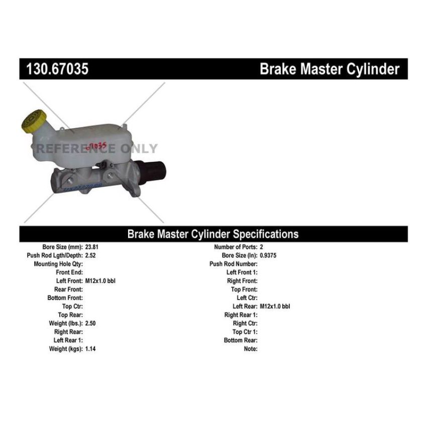 CENTRIC PARTS 130.67035 Centric Premium Brake Master Cylinder