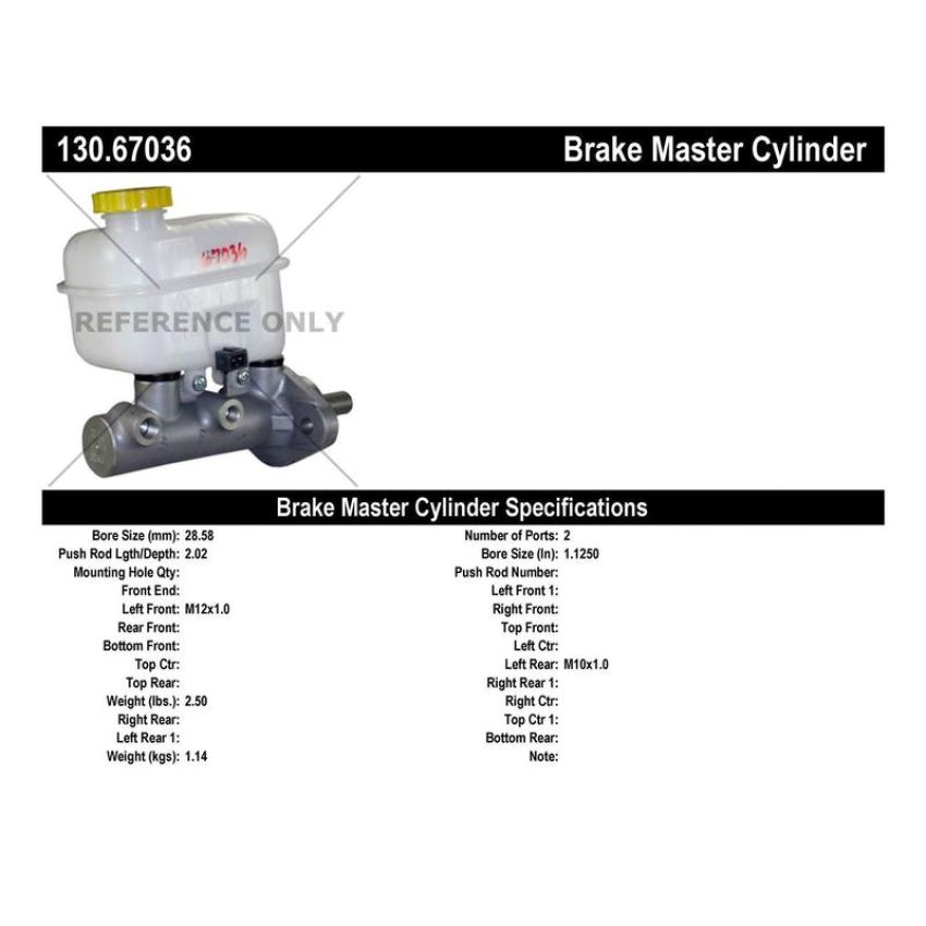 CENTRIC PARTS 130.67036 Centric Premium Brake Master Cylinder