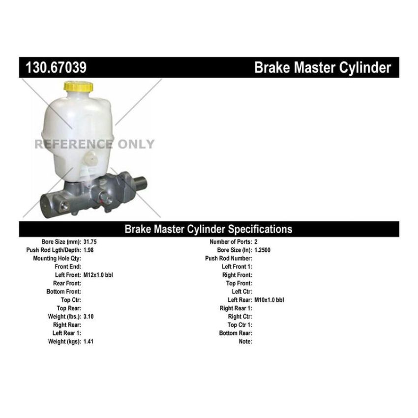 CENTRIC PARTS 130.67039 Centric Premium Brake Master Cylinder