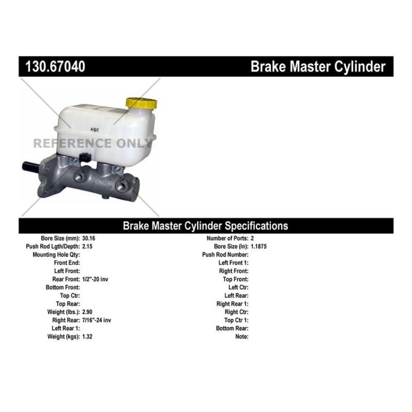 CENTRIC PARTS 130.67040 Centric Premium Brake Master Cylinder