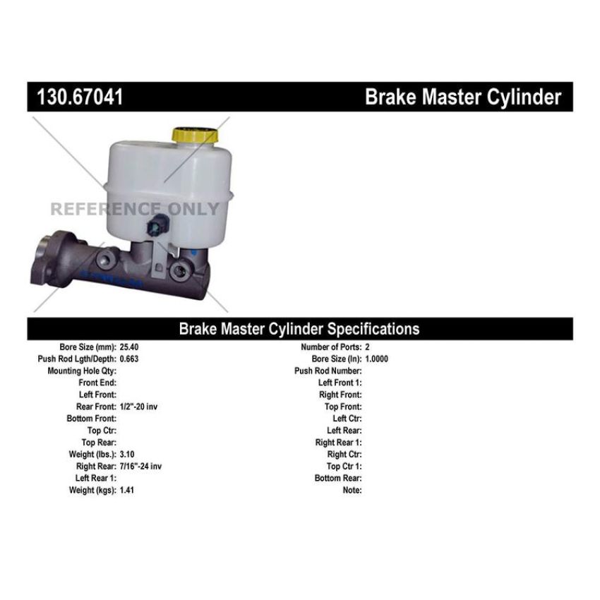 CENTRIC PARTS 130.67041 Centric Premium Brake Master Cylinder