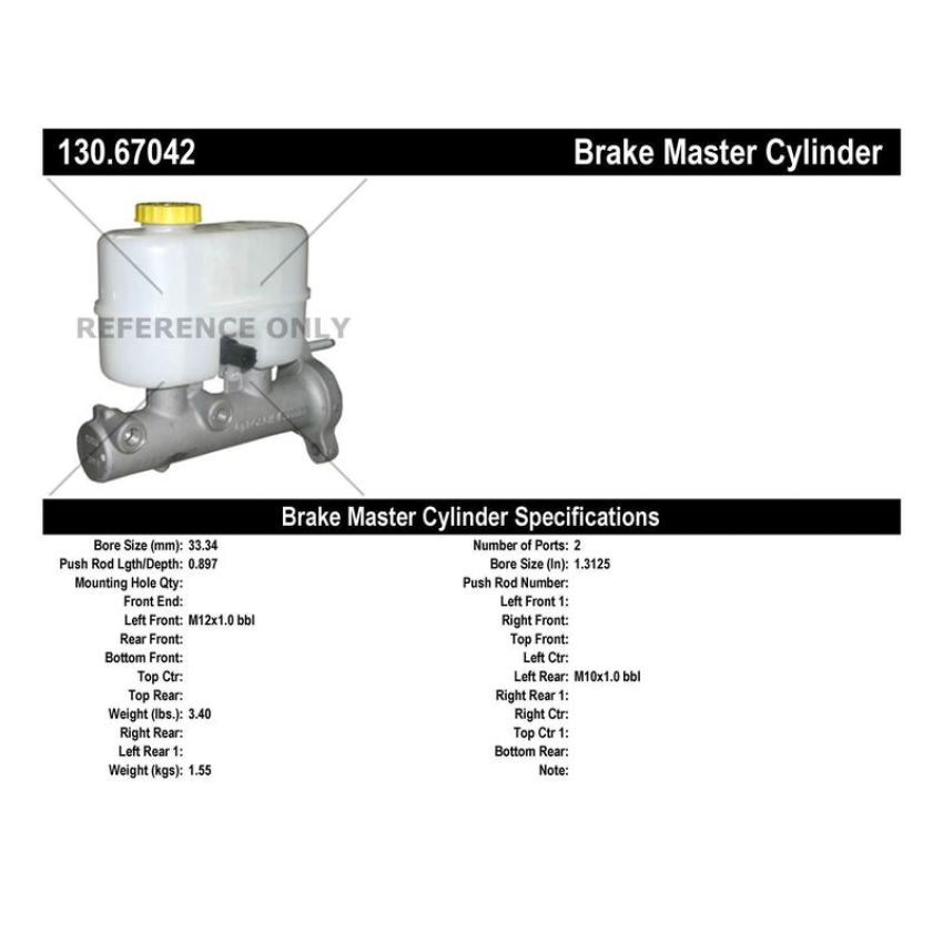 CENTRIC PARTS 130.67042 Centric Premium Brake Master Cylinder