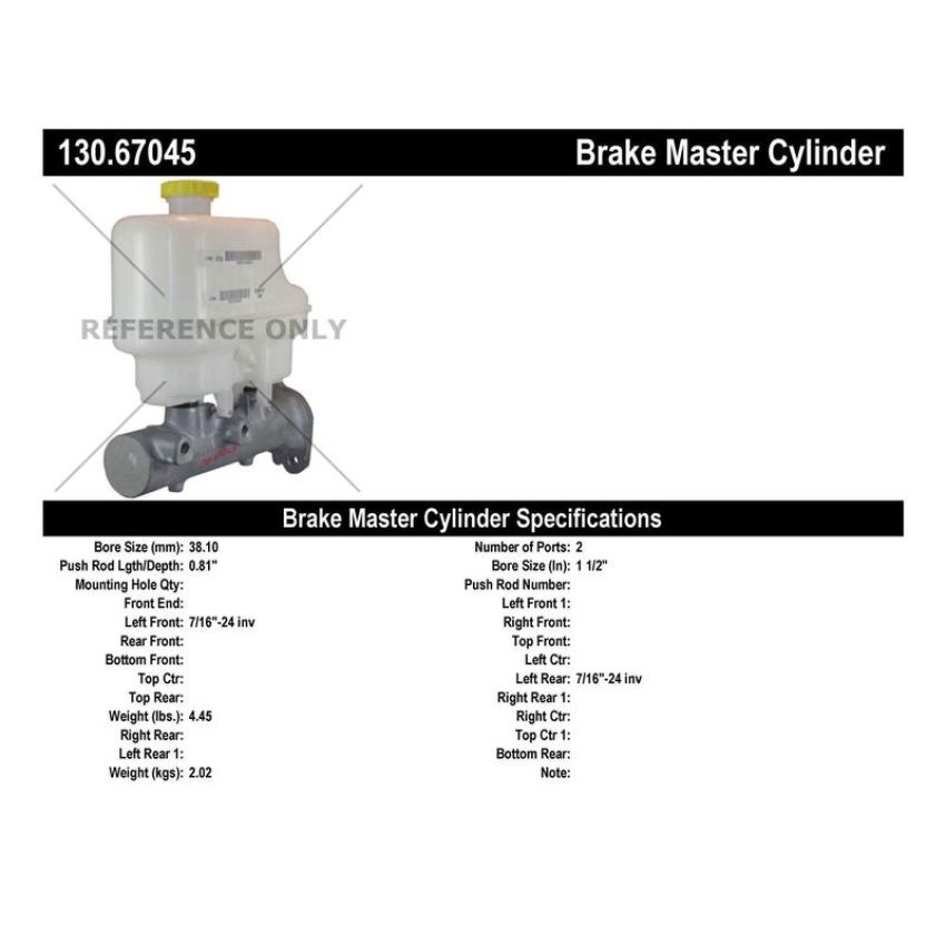 CENTRIC PARTS 130.67045 Centric Premium Brake Master Cylinder