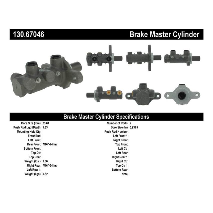 CENTRIC PARTS 130.67046 Centric Premium Brake Master Cylinder