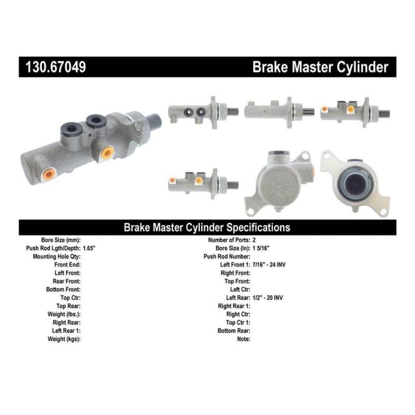 CENTRIC PARTS 130.67049 Centric Premium Brake Master Cylinder