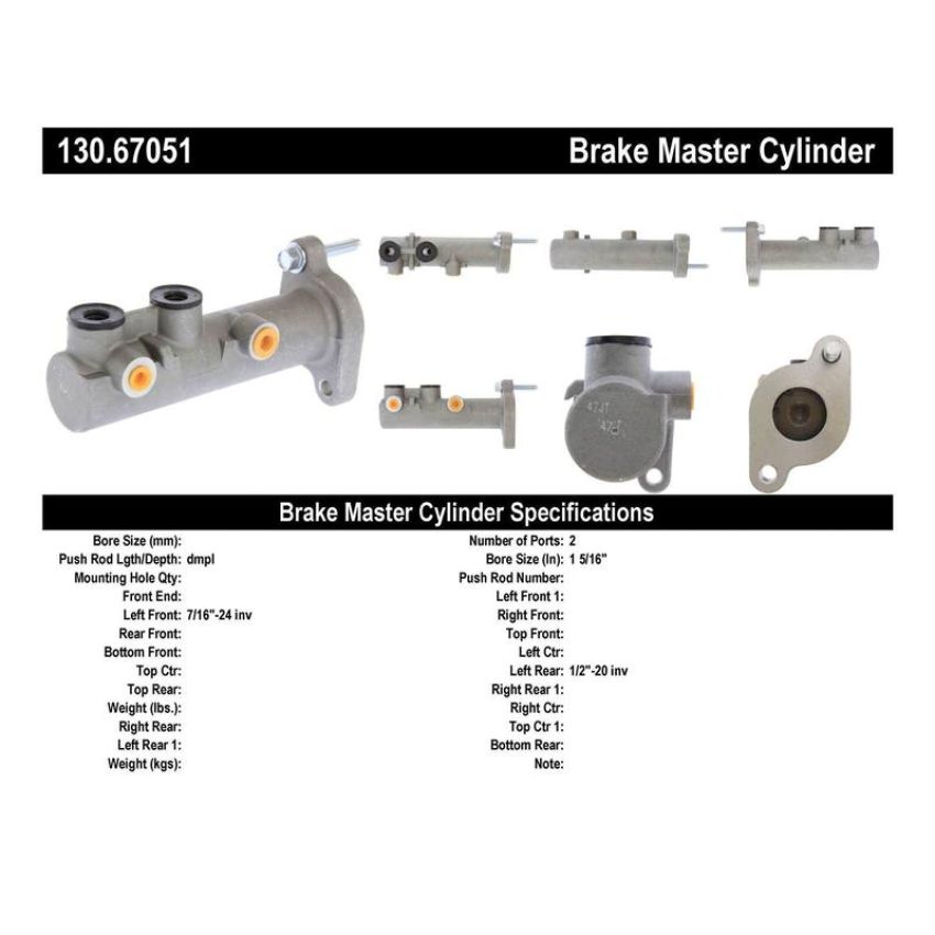 CENTRIC PARTS 130.67051 Centric Premium Brake Master Cylinder