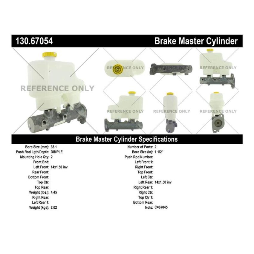 CENTRIC PARTS 130.67054 Centric Premium Brake Master Cylinder