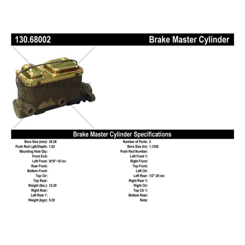 CENTRIC PARTS 130.68002 Centric Premium Brake Master Cylinder