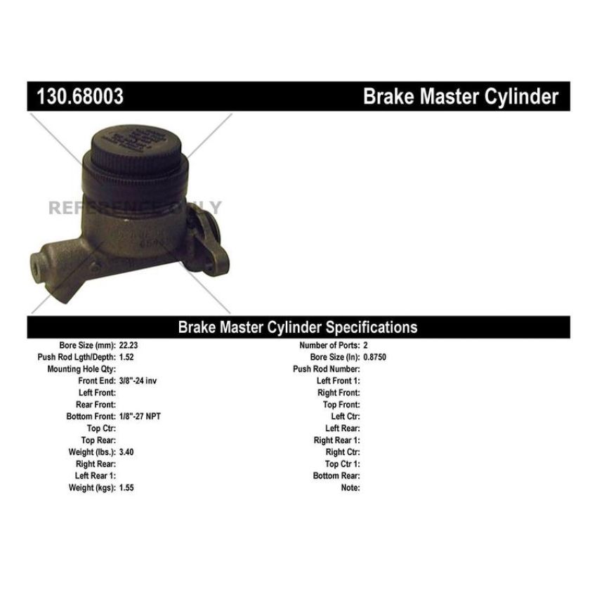 CENTRIC PARTS 130.68003 Centric Premium Brake Master Cylinder