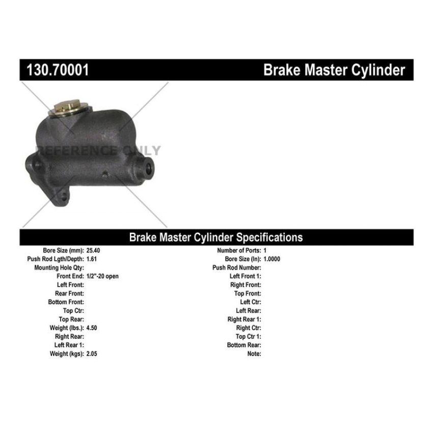 CENTRIC PARTS 130.70001 Centric Premium Brake Master Cylinder