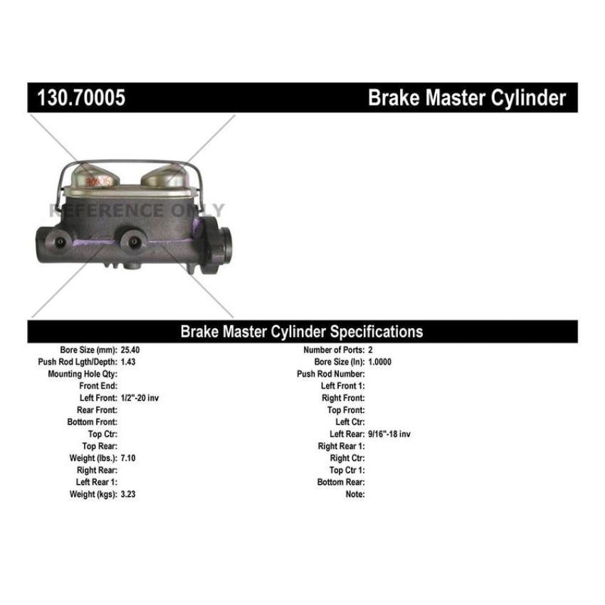 CENTRIC PARTS 130.70005 Centric Premium Brake Master Cylinder