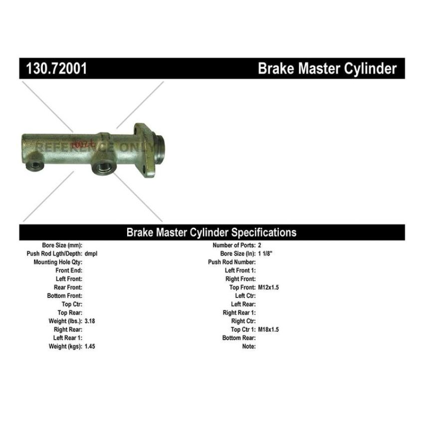 CENTRIC PARTS 130.72001 Centric Premium Brake Master Cylinder